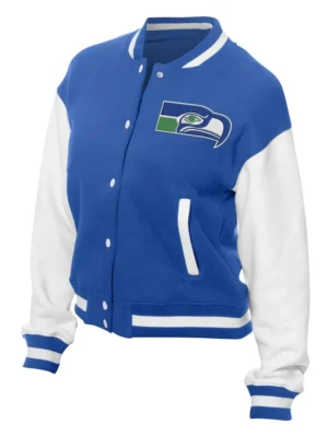 Seattle Seahawks Throwback Royal and White Fleece Jacket