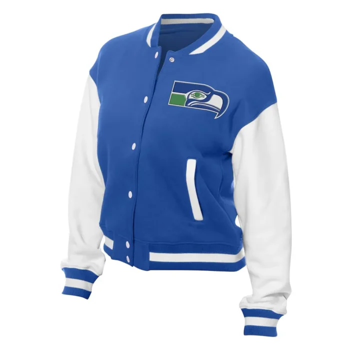 Seattle Seahawks Throwback Royal and White Fleece Jacket