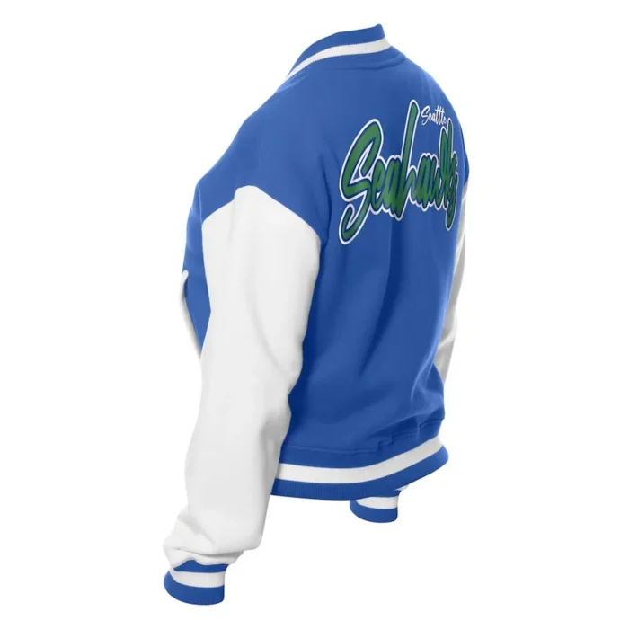 Seattle Seahawks Throwback Royal and White Fleece Jacket Sale