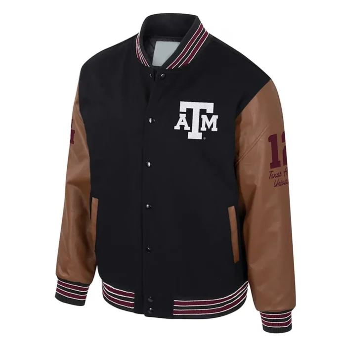 Texas A&M Aggies Black and Brown Letterman Jacket