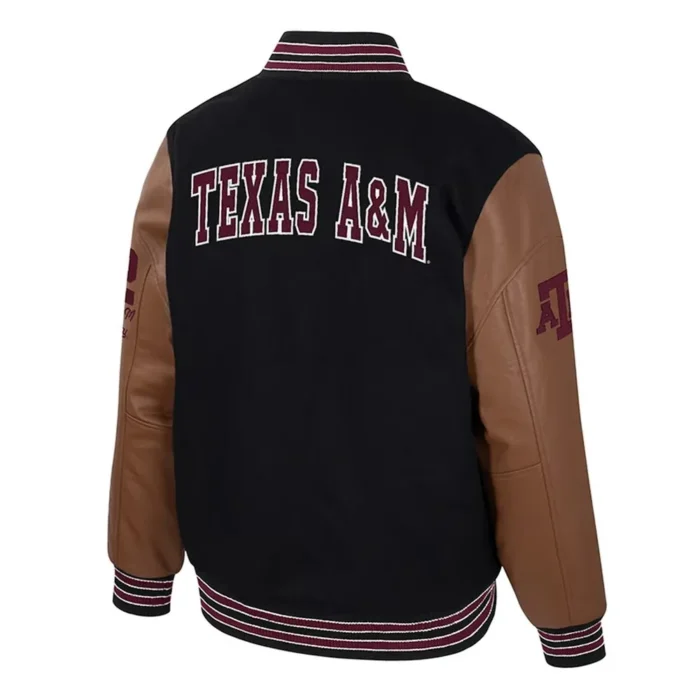 Texas A&M Aggies Black and Brown Letterman Jacket Sale