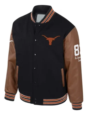 Texas Longhorns Black and Brown Letterman Jacket