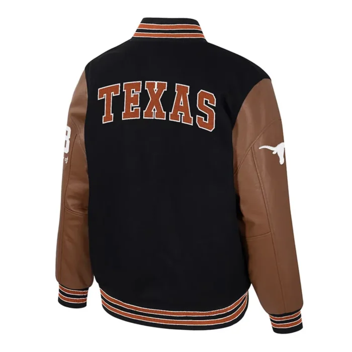 Texas Longhorns Black and Brown Letterman Jacket Sale