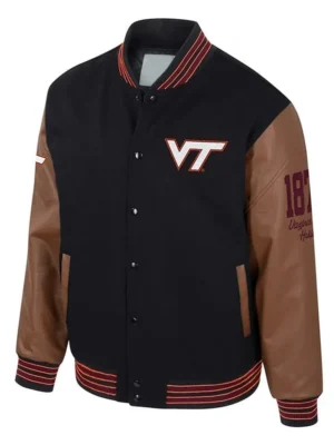 Virginia Tech Hokies Black and Brown Letterman Jacket