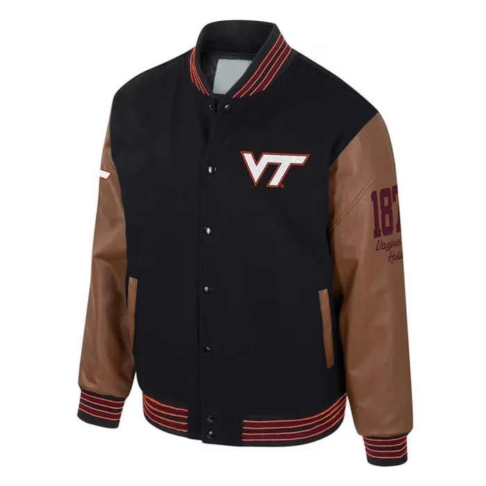 Virginia Tech Hokies Black and Brown Letterman Jacket