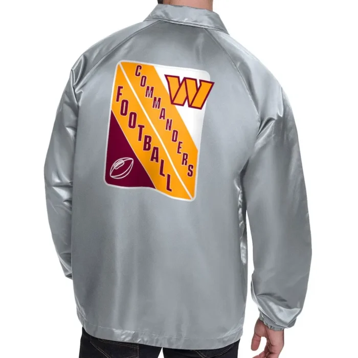 Washington Commanders Printed Logo Raglan Gray Coaches Jacket Sale