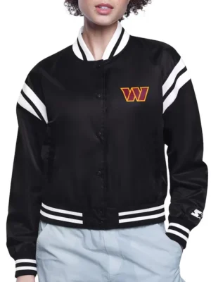Washington Commanders Round Team Logo Black Cropped Jacket