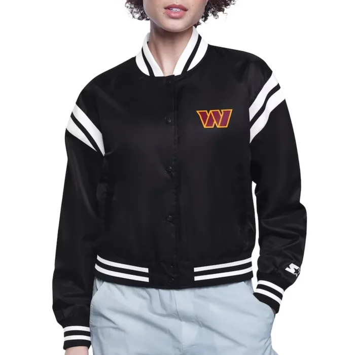 Washington Commanders Round Team Logo Black Cropped Jacket