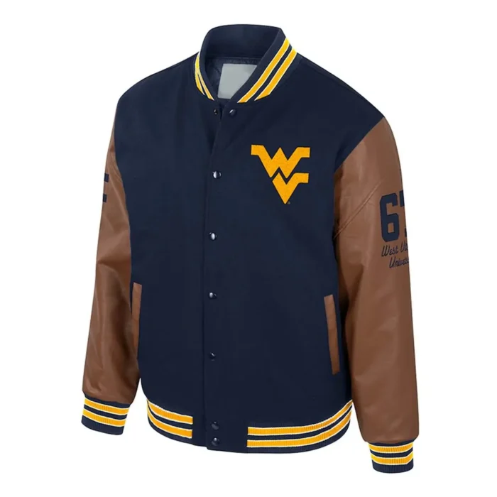 West Virginia Mountaineers Navy and Brown Letterman Jacket