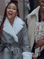 Camille Parks Harlem Season 01 Grey Shearling Leather Women Jacket