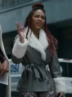 Camille Parks Harlem Season 01 Shearling Grey Leather Jacket