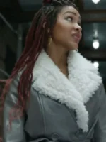 Camille Parks Harlem Season 01 Women Grey Shearling Leather Jacket
