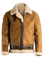 Men B3 Leather Shearling Brown Jacket