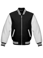Men Baseball Letterman Jacket Black and White