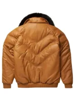 Men Puffer Leather Jacket