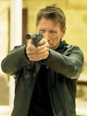Aaron Eckhart Classified 2024 Leather Black Jacket