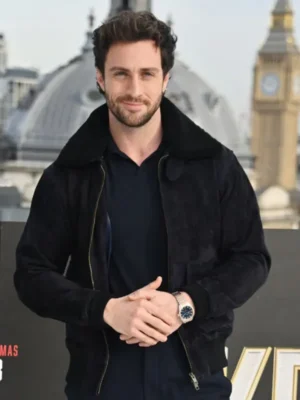 Aaron Taylor-Johnson Kraven The Hunter Black Suede Jacket