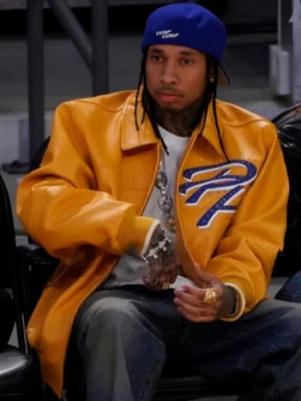 American Rapper Tyga Yellow Leather Bomber Jacket