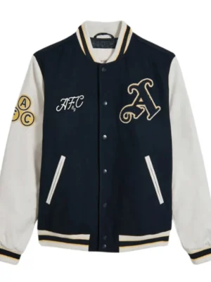 Arsenal 89 Varsity Letterman Black and White Jacket