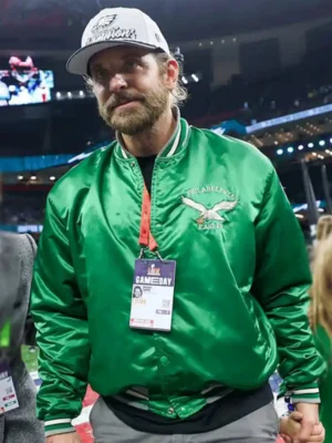 Bradley Cooper Super Bowl LIX 2025 Green Bomber Jacket