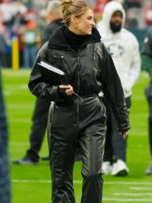 Erin Andrews Black Leather Jumpsuit