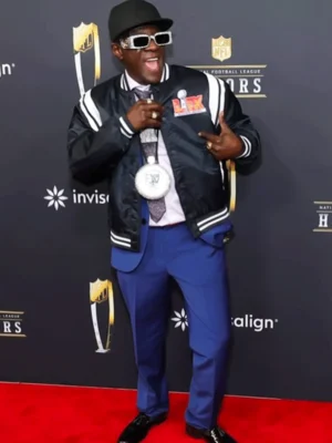 Flavor Flav Super Bowl LIX Black Satin Varsity Jacket