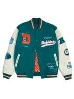 GOLF WANG Miami Dolphins Letterman Green and White Jacket Sale
