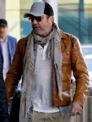 Gerard Butler In the Hand of Dante Brown Leather Jacket