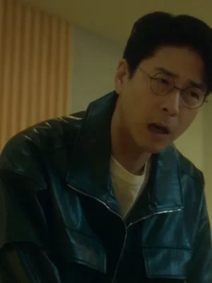 Hyeon-cheol The Trunk Leather Black Jacket