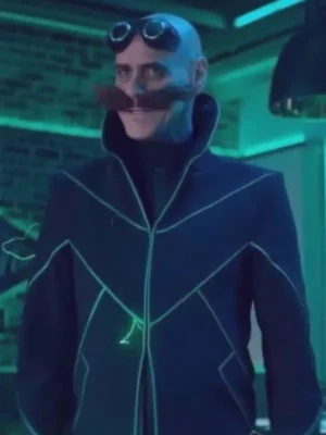 Jim Carrey Sonic the Hedgehog 2 Black and Green Costume Coat