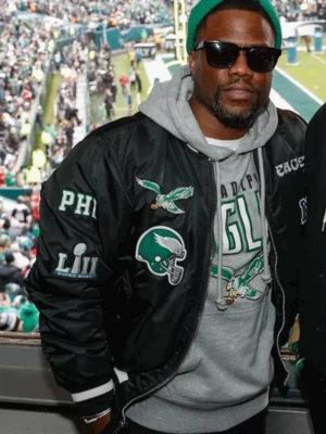 Kevin Hart Philadelphia Eagles Black Satin Jacket