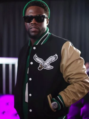 Kevin Hart Philadelphia Eagles Black and Beige Jacket