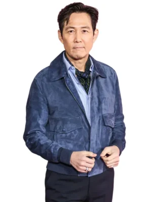 Lee Jung Jae Squid Game Suede Leather Blue Jacket