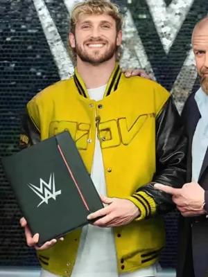 Logan Paul Yellow and Black Wool And Leather Jacket