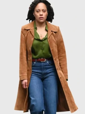 Missing You S01 Kat Donovan Suede Brown Trench Coat