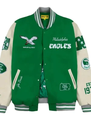 NFL Philadelphia Eagles Green and White Varsity Jacket