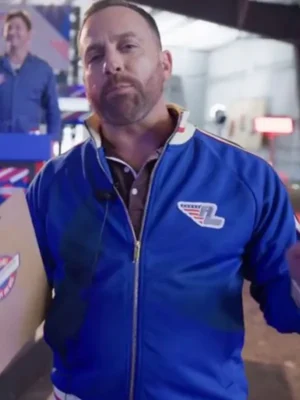 Shifting Gears Wayne Laroche Blue and Red Bomber Jacket