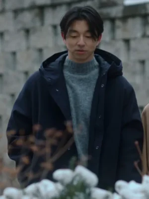 The Trunk Gong Yoo Men Blue Hooded Coat