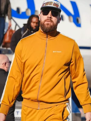 Travis Kelce Super Bowl 2025 Gold Fleece Tracksuit
