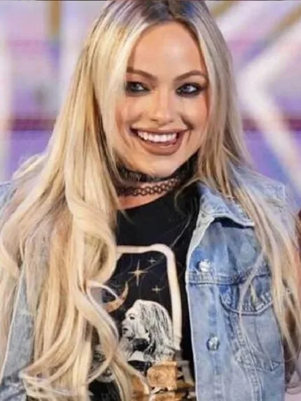 WWE Raw Gionna Daddio Distressed Denim Blue Vest