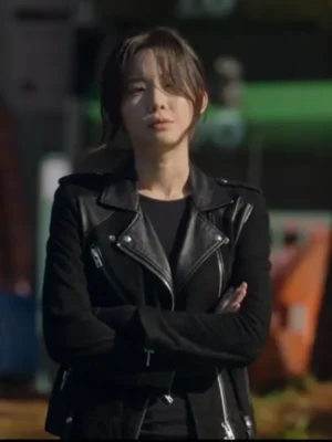 Yoo In-young The Trunk Tv Series Black Biker Jacket