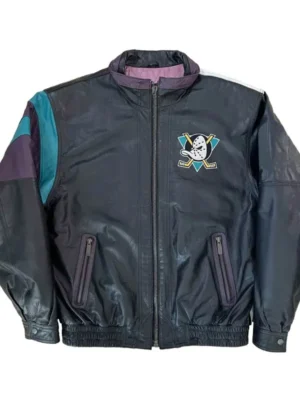 Anaheim Ducks Multi Color Racer Leather Jacket