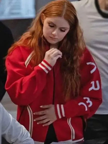 Ariel Winter Stars On Mars 2023 Red Wool Bomber Jacket