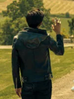 Ben Hargreeves The Umbrella Academy Black Hooded Leather Jacket
