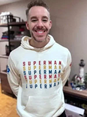 DC Superman 2025 Off White Fleece Hoodie