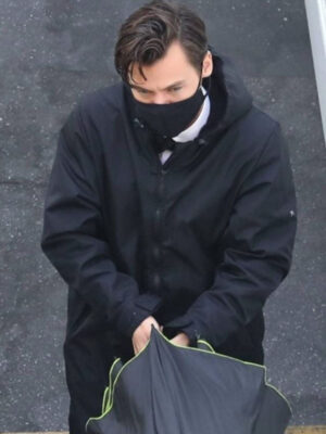 Don’t Worry Darling Harry Styles Black Cotton Trench Coat