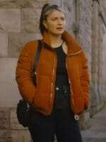 Eve Hewson Flora and Son 2023 Brown Puffer Jacket