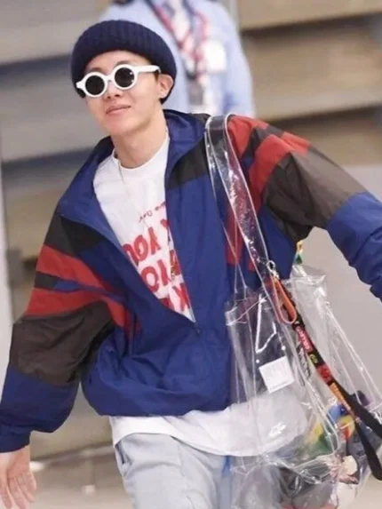 J-Hope Oversized Blue Cotton Bomber Jacket