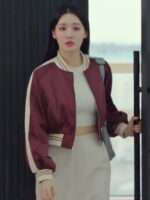Jin Ga-yeong My Demon Maroon Satin Jacket