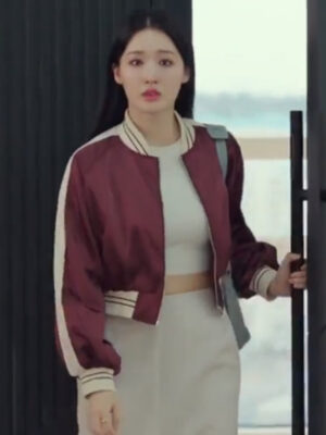 Jin Ga-yeong My Demon Maroon Satin Jacket